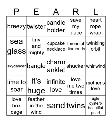 Roxy pearl bingo Card