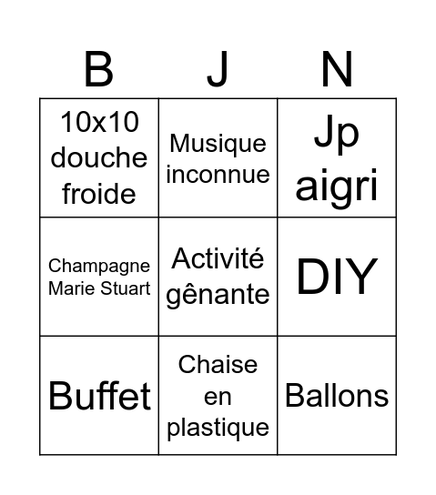 Bingo sans titre Bingo Card