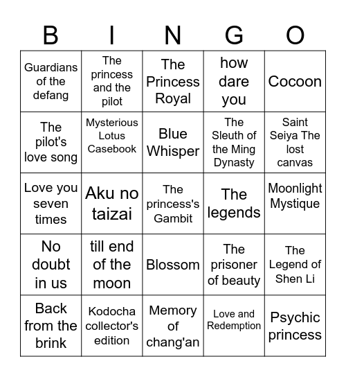 Seven seas wishlist Bingo Card