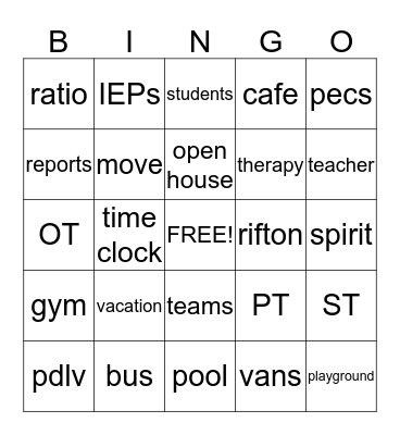 STAFF APPRECIATION Bingo Card