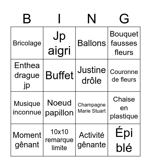 Mariage Maïté Bingo Card