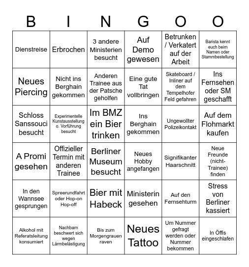 Berlin Bingo Card