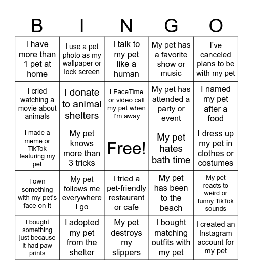 Bark n' Brew Bingo Card
