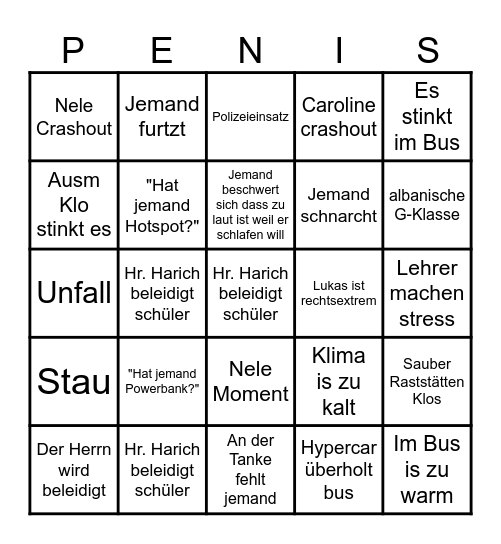 Englandfahrt Bingo Card