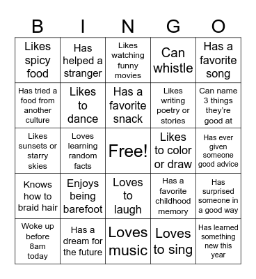Life Bingo Card