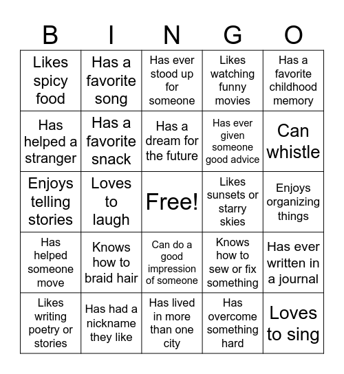 Life Bingo Card