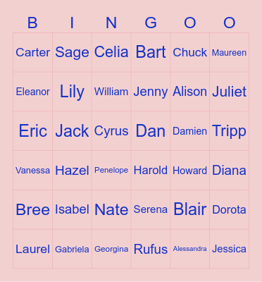 Gossip Girl Bingo Card