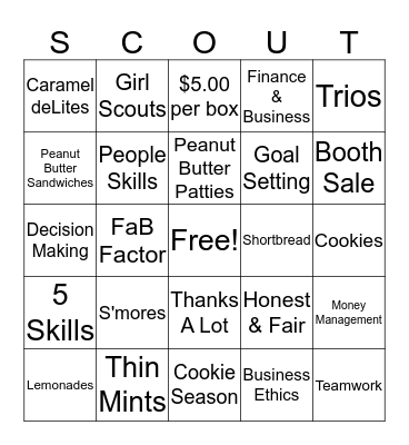 Cookie Bingo Card