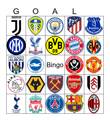 Premier League Bingo Card