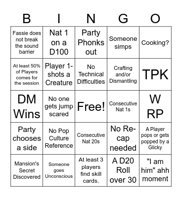 Bingo #10 Bingo Card