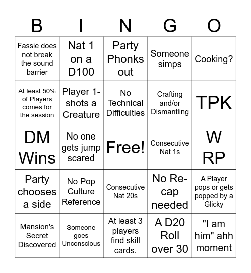 Bingo #10 Bingo Card