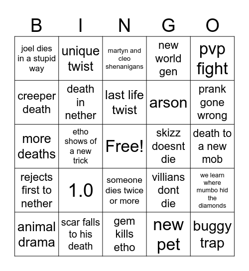past life s2 Bingo Card