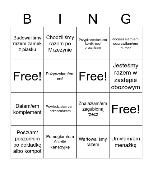 Wartościowe bingo Card