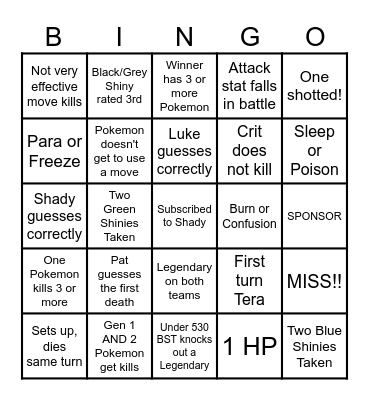 Then we fight bingo Shady Ranking Shinies Bingo Card