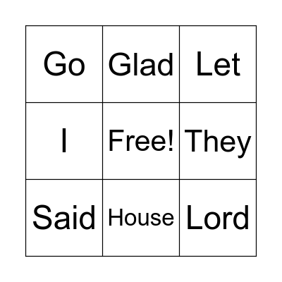 Psalm 122:1 Bingo Card