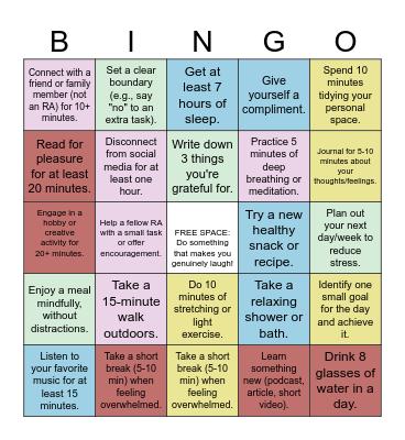 WELLNESS BINGO (RA Edition) Bingo Card