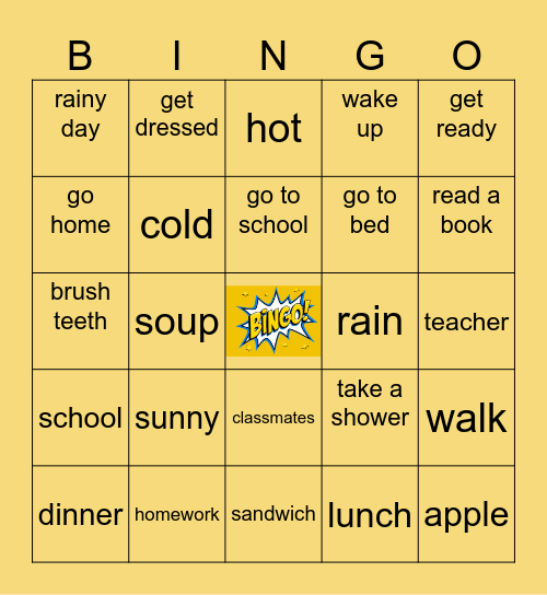 Routine Bingo Card