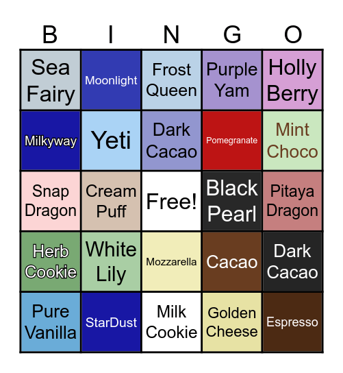 Cookie Run Kingdom Bingo Card