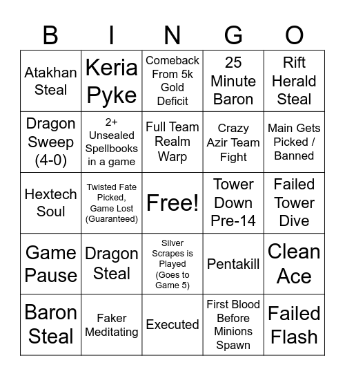 MSI 2025 Bingo Card