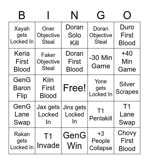 MSI 2025 Bingo Card