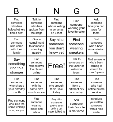 Join Us – Step In & Serve as an Usher! Bingo Card