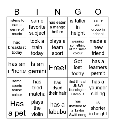 Ice Breaker Bingo Card