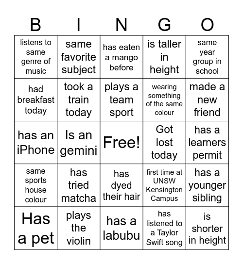 Ice Breaker Bingo Card