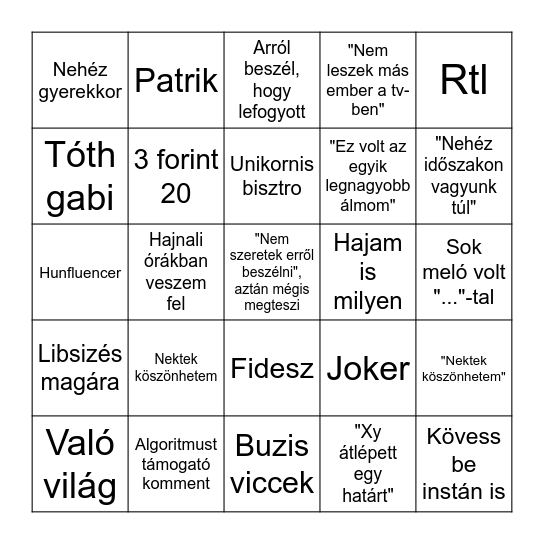 Osváth Zsolti bingo Card