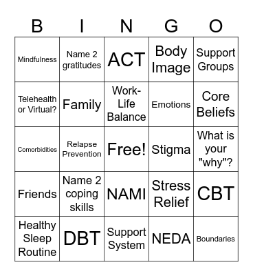 PsychoEd! Bingo Card
