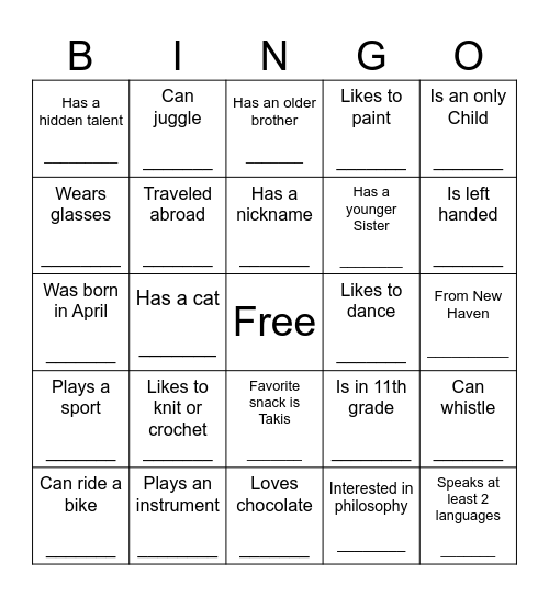 CTW HUMAN BINGO Card