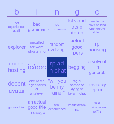 the monsters of etheria rp bingo board. Bingo Card