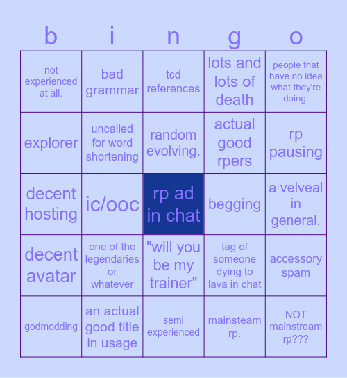 the monsters of etheria rp bingo board. Bingo Card