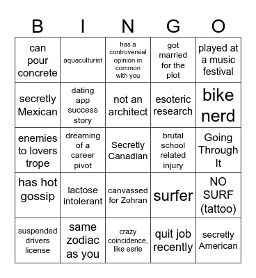 Wedding Bingo Card