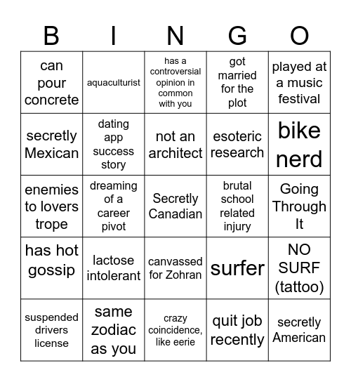 Wedding Bingo Card