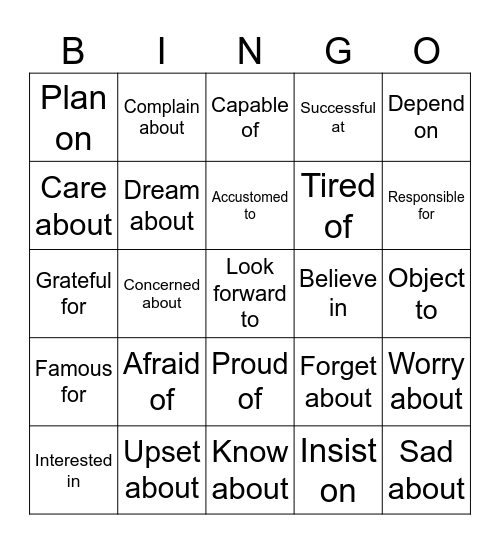 Gerunds :D Bingo Card