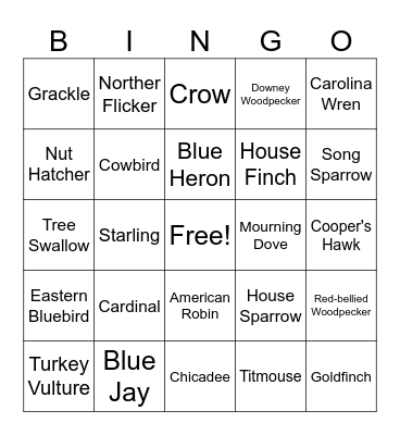Teddy's Bird Bingo Card