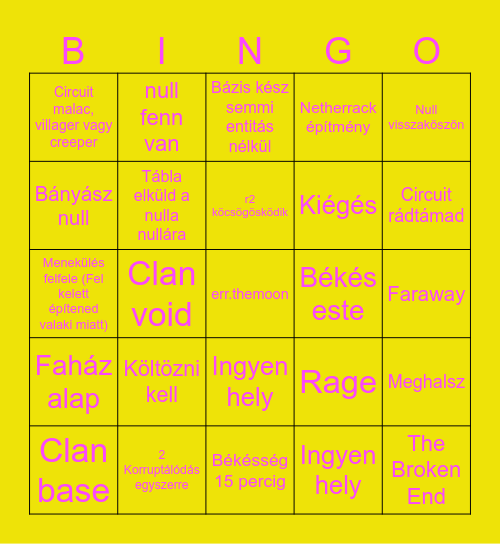 Broken script bingo Card