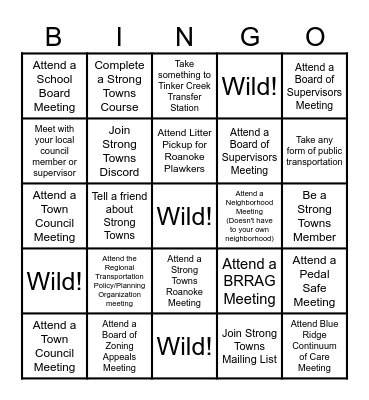 Civic Bingo Card