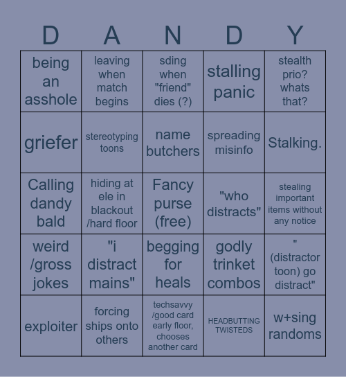 dandy world publics Bingo Card
