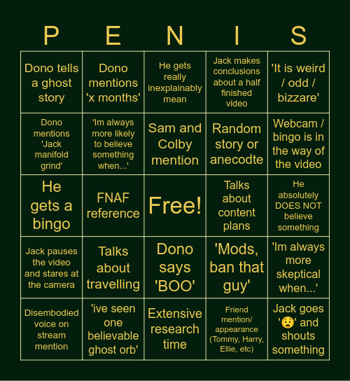 Jack manifold bizarrebub bingo bingo Card