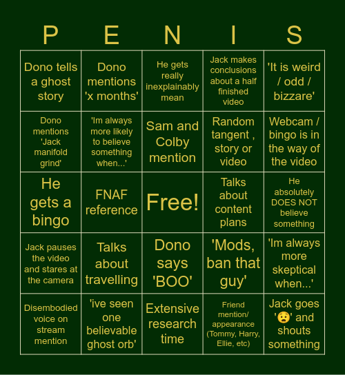 Jack manifold bingo bingo Card