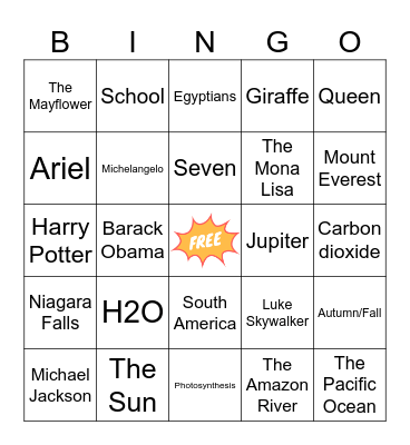 Trivia Bingo 2 Bingo Card