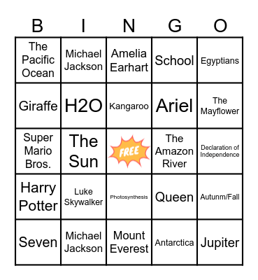 Trivia Bingo 2 Bingo Card