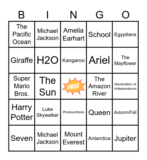 Trivia Bingo 2 Bingo Card