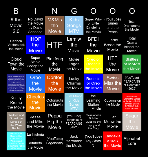 Light Bulb Film Cinematic Bingo Card