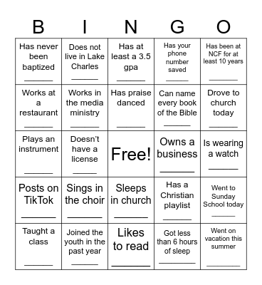 Find Someone Who ______ Bingo Card