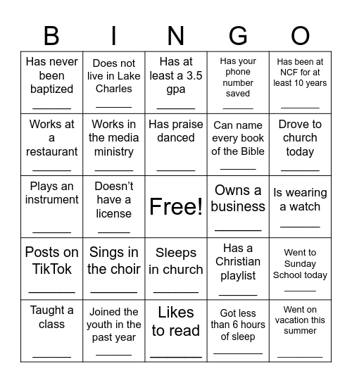 Find Someone Who ______ Bingo Card