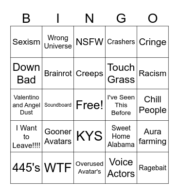 Hazbin Hotel VRChat Bingo Card