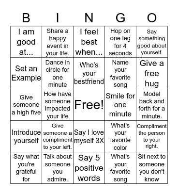 SELF LOVE BINGO Card