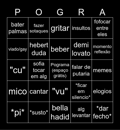 Pograma Bingo Card